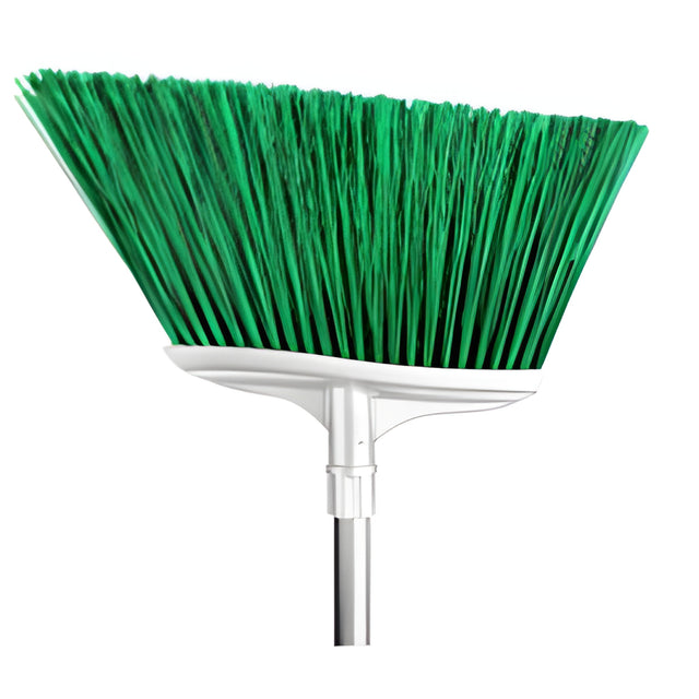 Spectra 12" Color-Coded Angle Broom with 48" Fiberglass Handle, Green – 12/Case