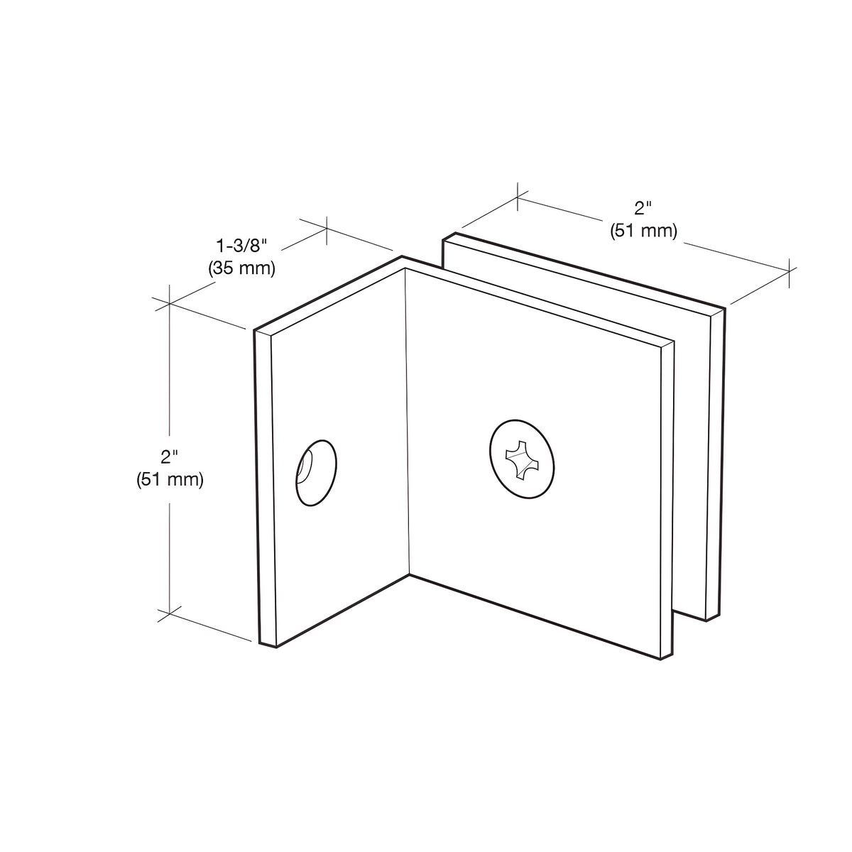 CRL Brushed Nickel Fixed Panel Square Clamp With Small Leg