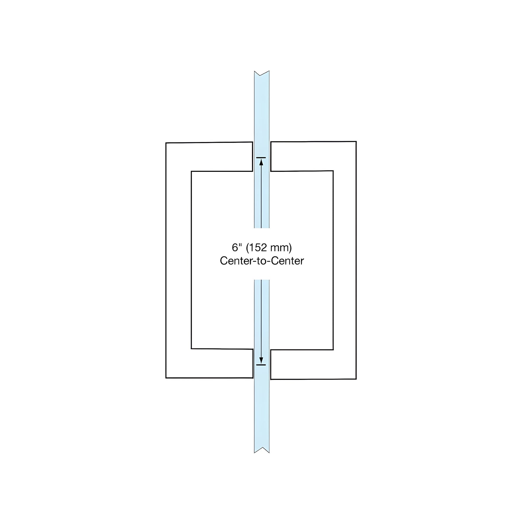 CRL Matte Black 6" x 6" SQ Series Square Tubing Back-to-Back Pull Handle