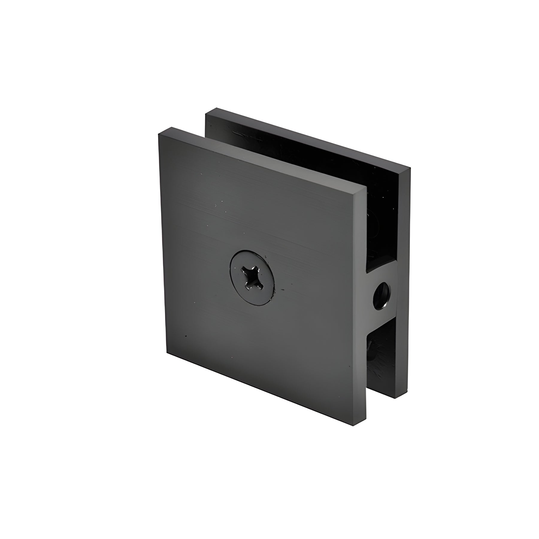CRL Matte Black Square Style Hole-in-Glass Fixed Panel U-Clamp