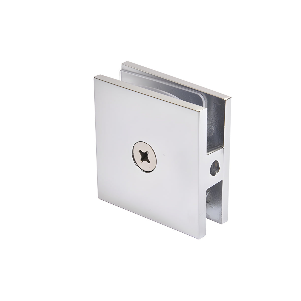 CRL Satin Chrome Square Style Hole-in-Glass Fixed Panel U-Clamp