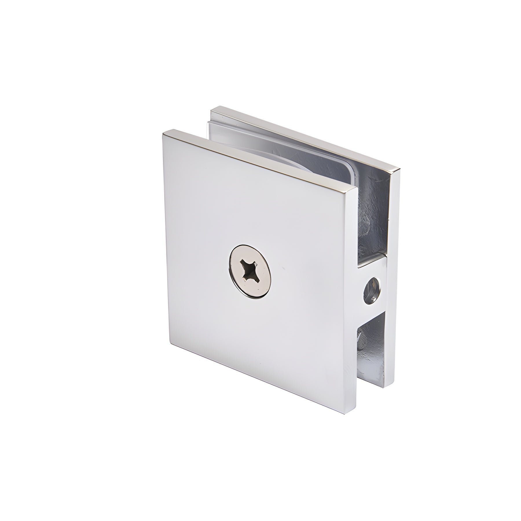CRL Satin Chrome Square Style Hole-in-Glass Fixed Panel U-Clamp