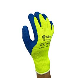 Stellar Acrylic Palm Coated Latex Gloves, Crinkle Finish, Sz 10 (X-Large), 12 Pairs / Bag