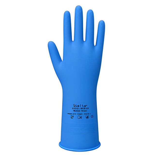 Stellar Latex Gloves, Blue, Sz 07 (Small) – 12 Pairs/Bag