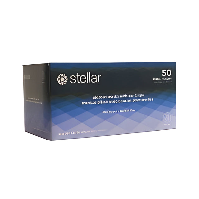 Stellar Pleated Mask with Ear Loops, Blue, One Size Fits All – 50/Box