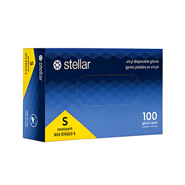 Stellar Vinyl Gloves, PF, Blue, Small – 100/Box