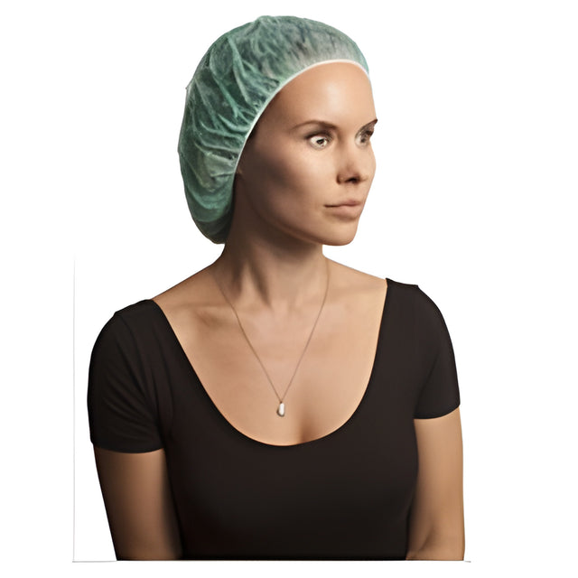 Stellar Bouffant Caps, Green, 28" – 100 Caps/Bag