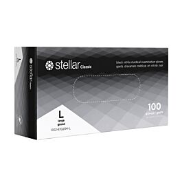 Stellar Classic Black Nitrile Gloves, PF, Large -100/ Box