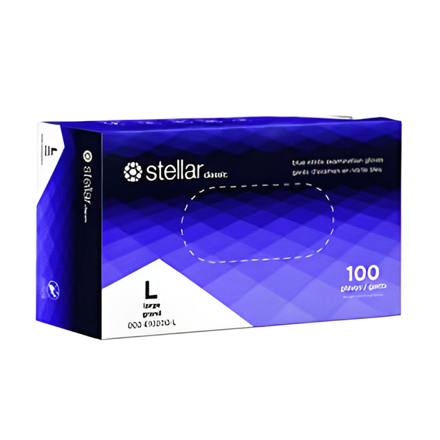 Stellar Classic Nitrile Gloves, Blue, PF, Large – 100/Box