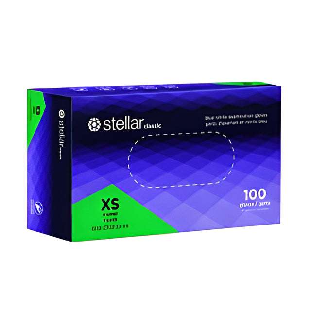 Stellar Classic Nitrile Gloves, Blue, PF, X-Small – 100/Box