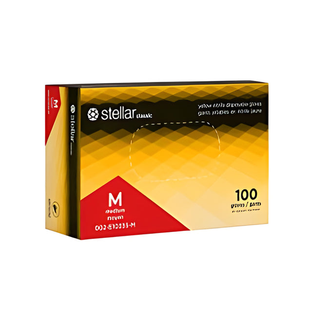 Stellar Classic Yellow Nitrile Gloves, Medium – 100/Box