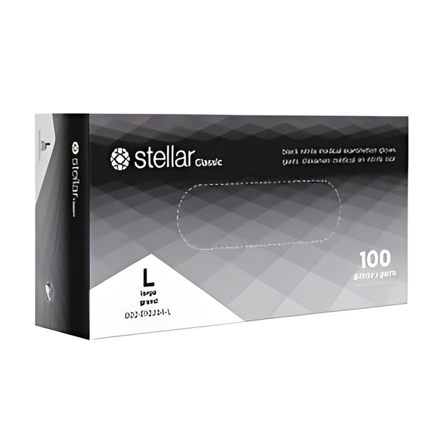 Stellar Classic Black Nitrile Gloves, PF, Large – 100/Box