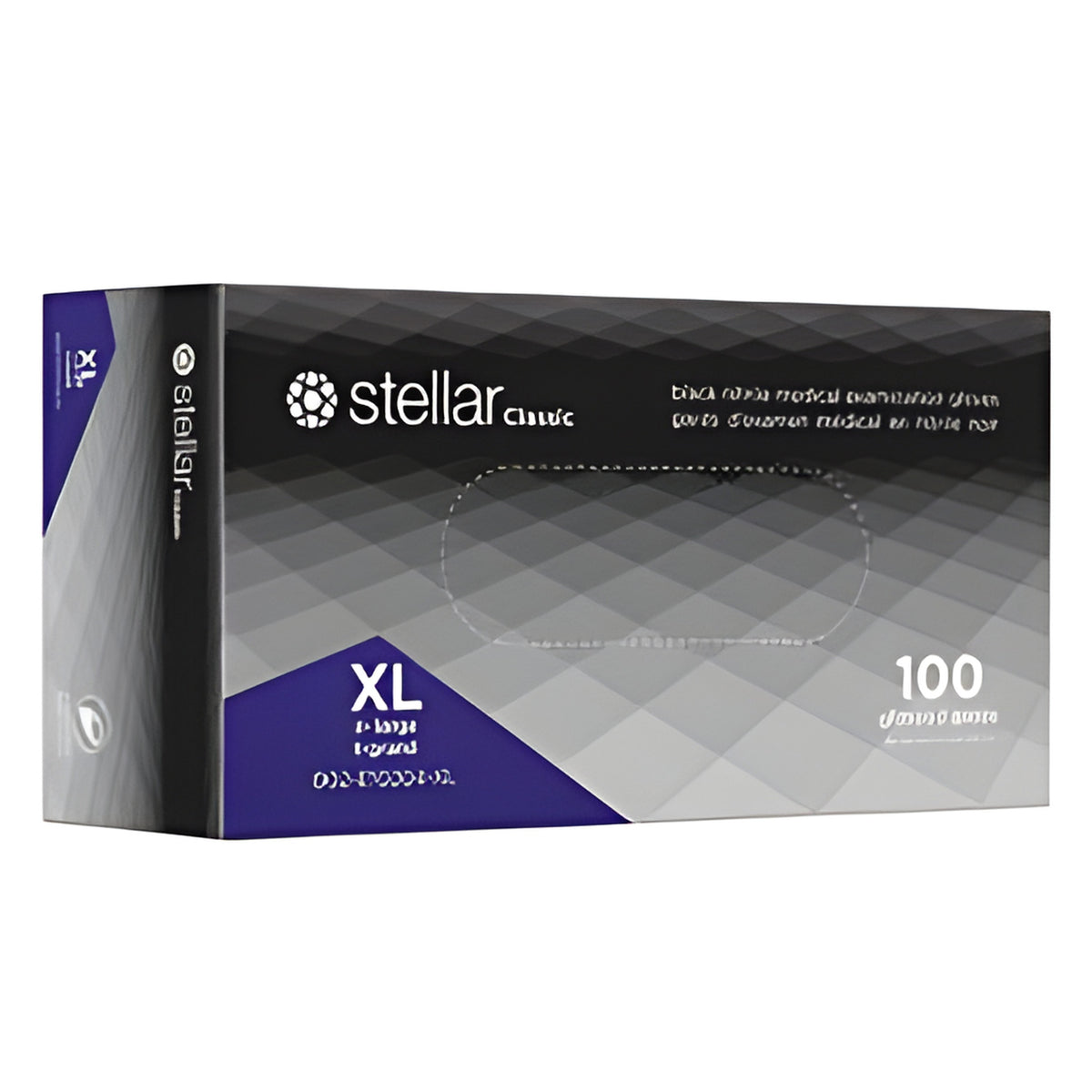 Stellar Classic Black Nitrile Gloves, PF, XLarge-100/ Box