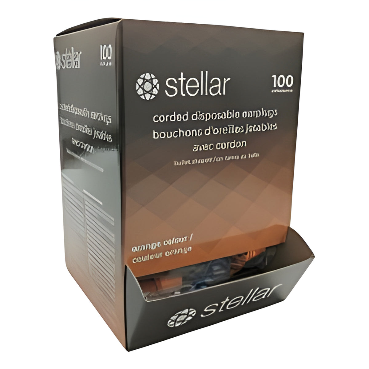 Stellar Foam Ear Plugs, Corded, Orange- 100 Pr/ Box
