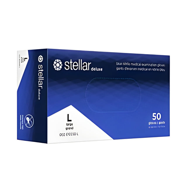 Stellar Deluxe Blue Nitrile Gloves, Large – 50/Box
