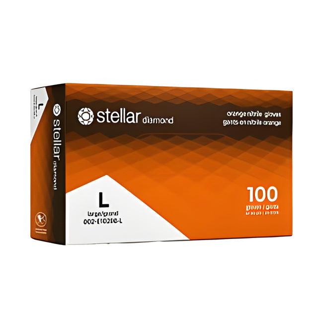 Stellar Deluxe Orange Diamond Grip Gloves, Small – 100/Box