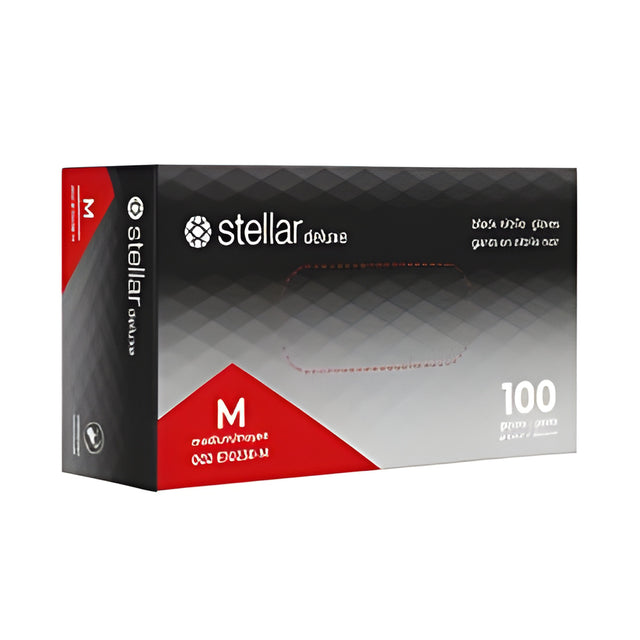 Stellar Deluxe Black Diamond Grip Gloves, Medium – 100/Box