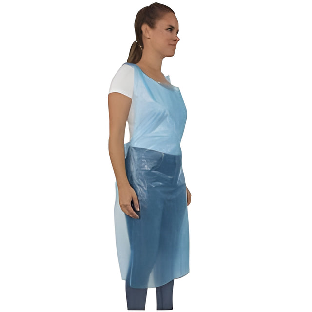 Stellar Disposable Poly Aprons, Blue, 28x46 – 100/Bag