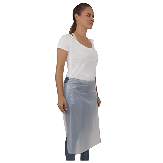 Stellar Disposable Poly Aprons, White, 28x46 – 100/Bag