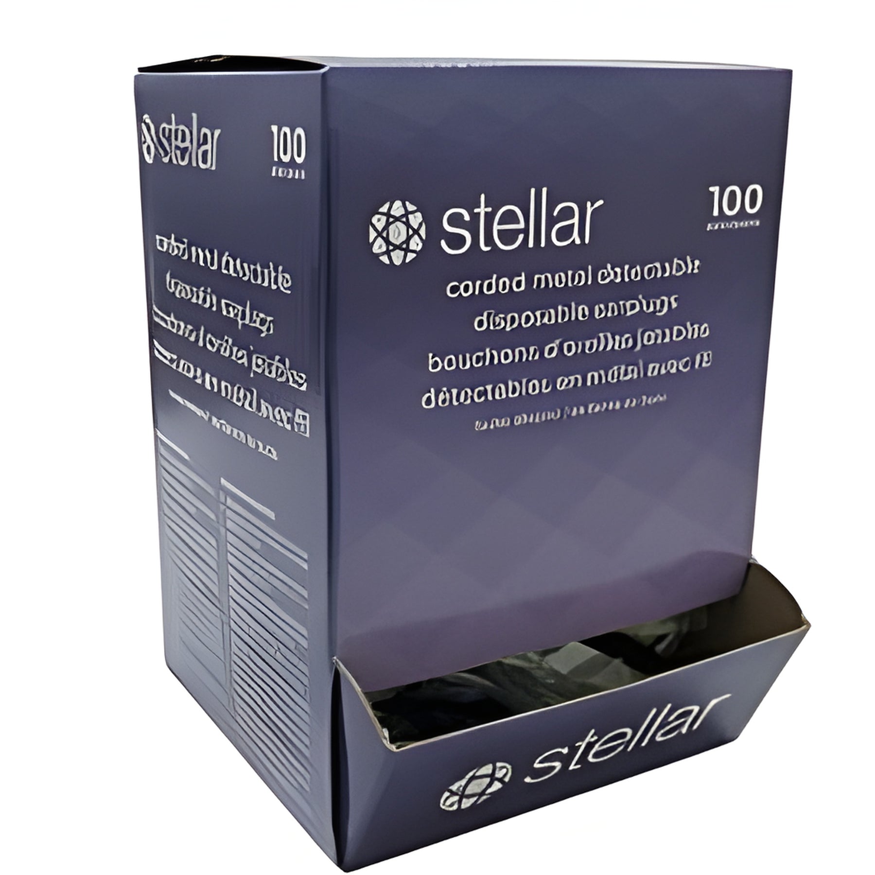 Stellar Foam Ear Plugs, Metal Detectable, Corded, Blue- 100 Pr/ Box