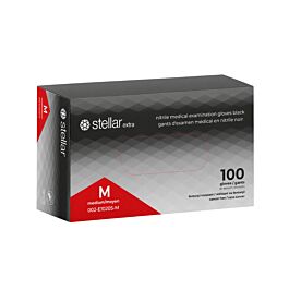 Stellar Extra Black Nitrile Gloves, Medium-100/ Box