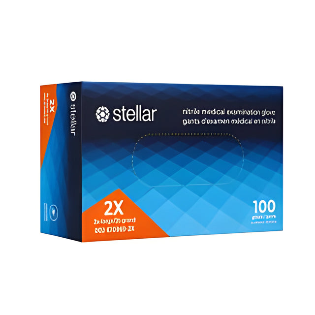 Stellar Extra Blue Nitrile Gloves, 2X Large – 100/Box