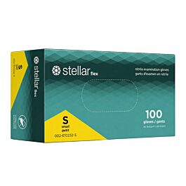 Stellar Flex Nitrile Examination Gloves, Natural Colour, PF, Small -100/ Box