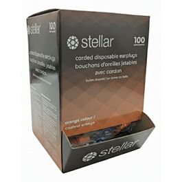 Stellar Foam Ear Plugs, Corded, Orange- 100 Pr/ Box