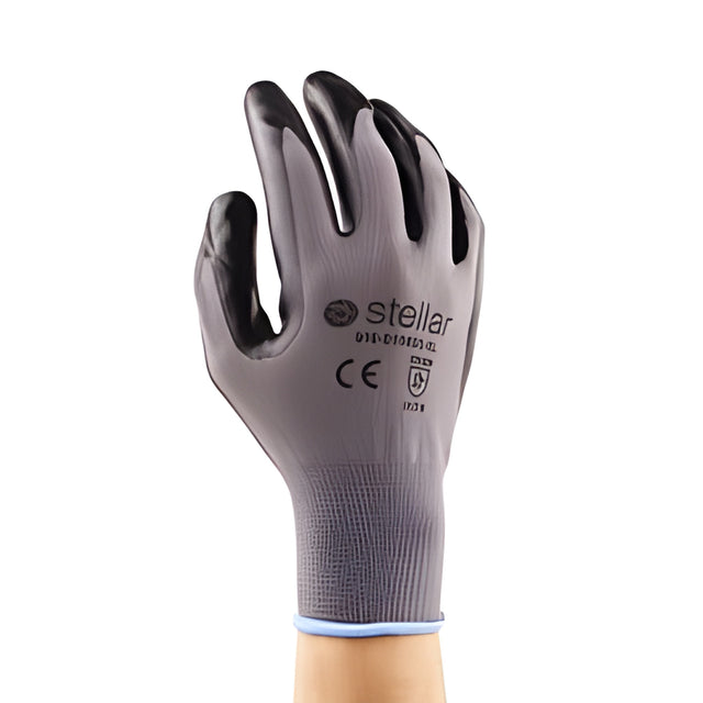 Stellar Nitrile Coated Nylon Glove, Black, Sz 10 (X-Large) – 12 Pairs/Bag