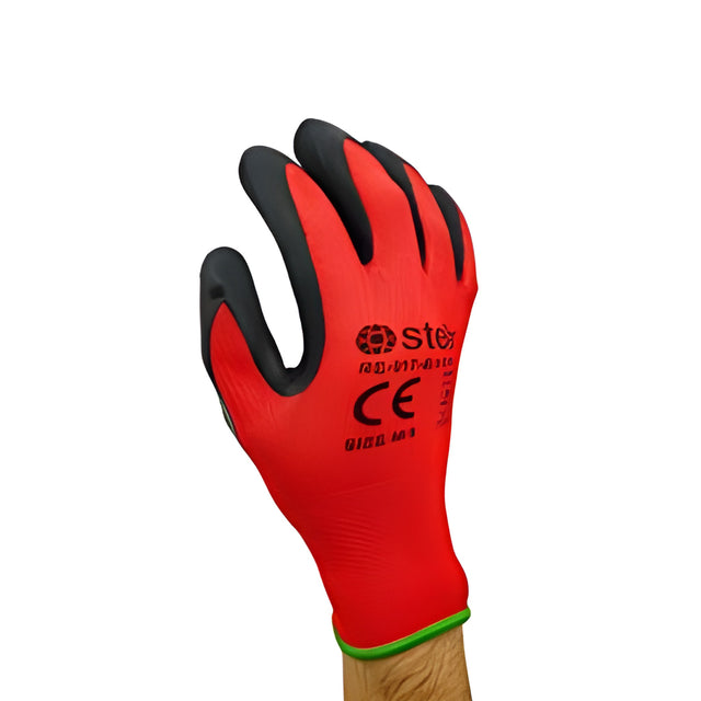Stellar Polyester Crinkle Latex Coated Gloves, Sz 08 (Medium) – 12 Pairs/Bag