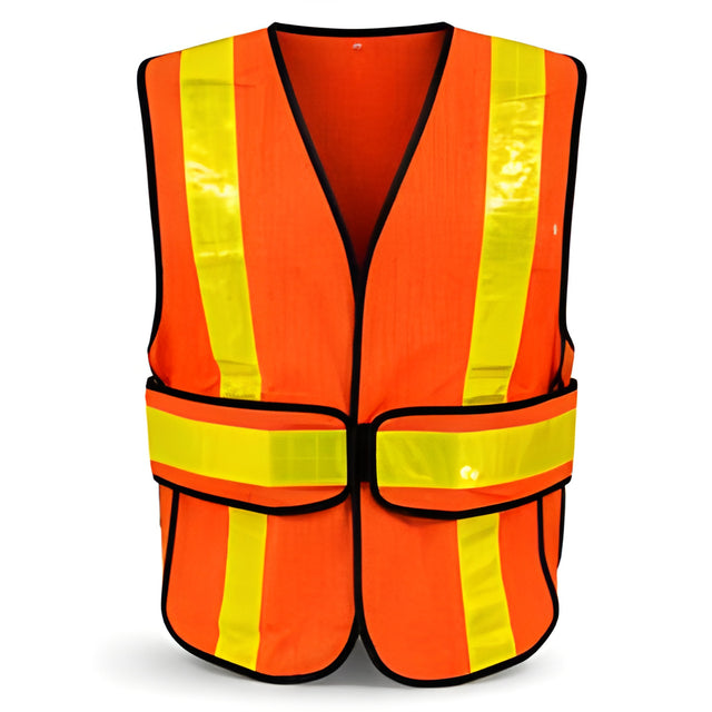 Stellar Hi-Vis Economy Mesh Safety Vest, 2"" Refl. Tape, Orange, One Size, Universal