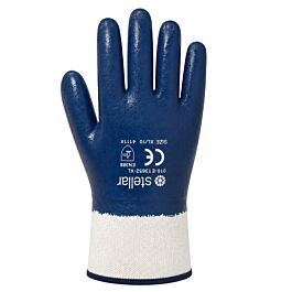 Stellar Jersey Liner Full Coated Blue Nitrile Gloves, Safety Cuff, Sz 10 (X-Large), -12 pairs/bag