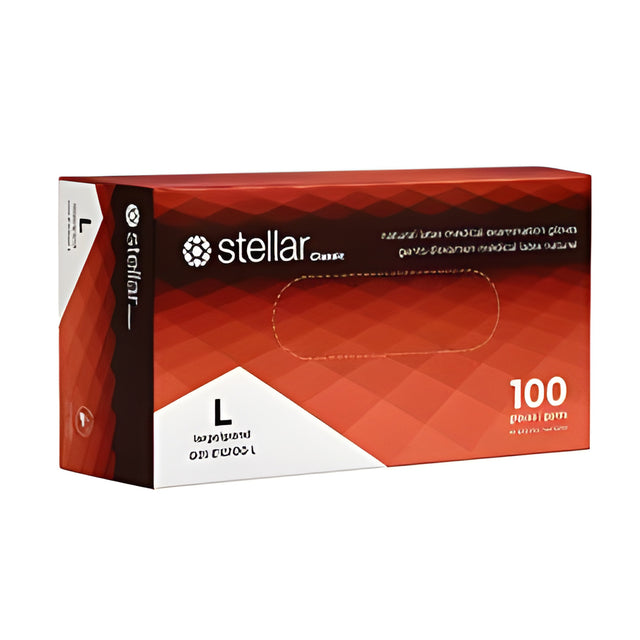 Stellar Latex Exam Gloves, PF, Large – 100/Box