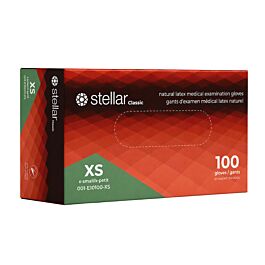 Stellar Latex Exam Gloves, PF, X Small -100/ Box