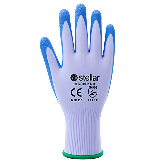 Blue Latex Coated Gloves, Sz 09 (Large) – 12 Pairs/Bag