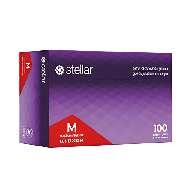 Stellar Vinyl Gloves, PF, Clear, Medium – 100/Box