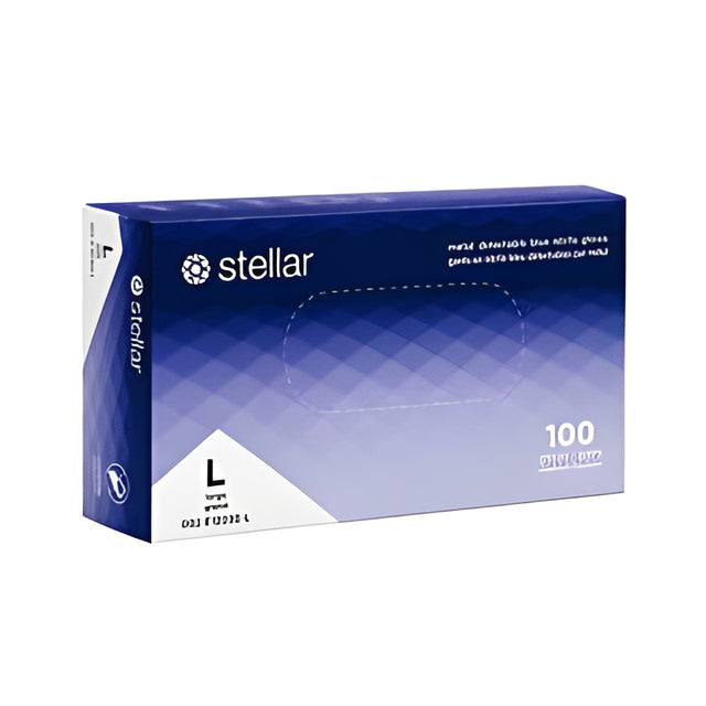 Stellar Metal Detectable Blue Nitrile Gloves, Large – 100/Box