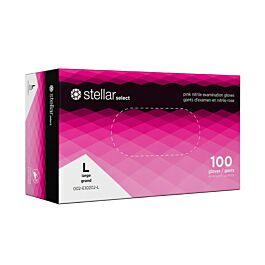 Stellar Nitrile Gloves, Pink, PF, Large -100/ Box