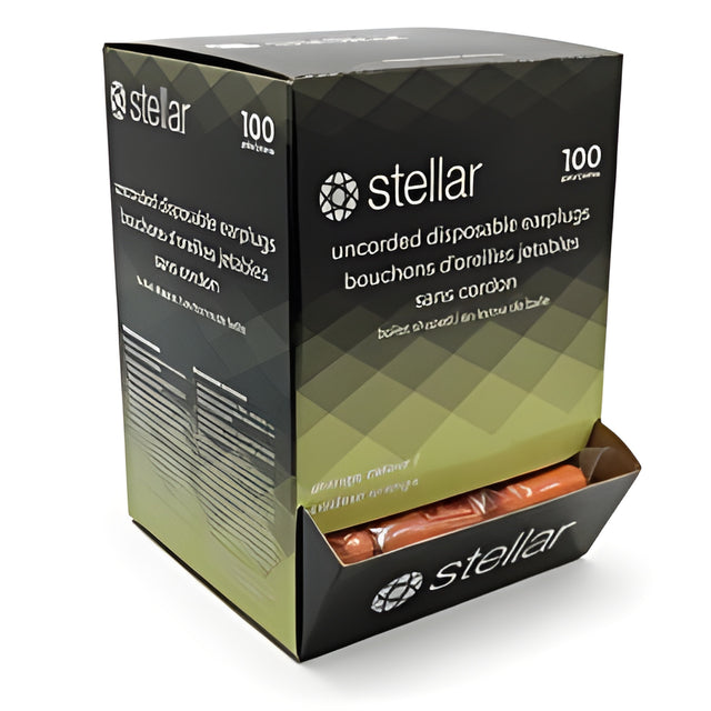 Stellar Foam Ear Plugs, Uncorded, Orange – 100 Pairs/Box