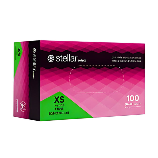 Stellar Nitrile Gloves, Pink, PF, X-Small – 100/Box