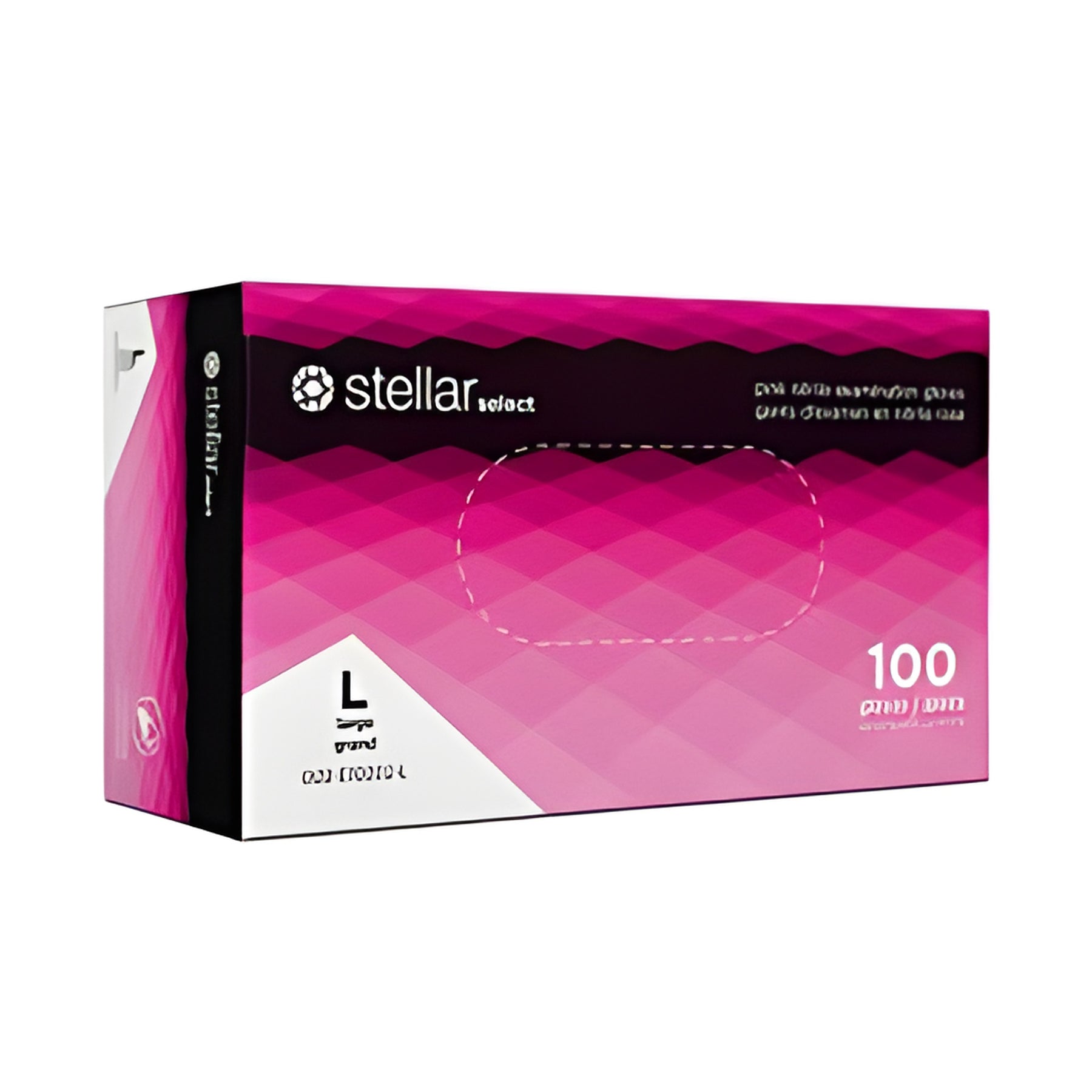 Stellar Nitrile Gloves, Pink, PF, Large -100/ Box