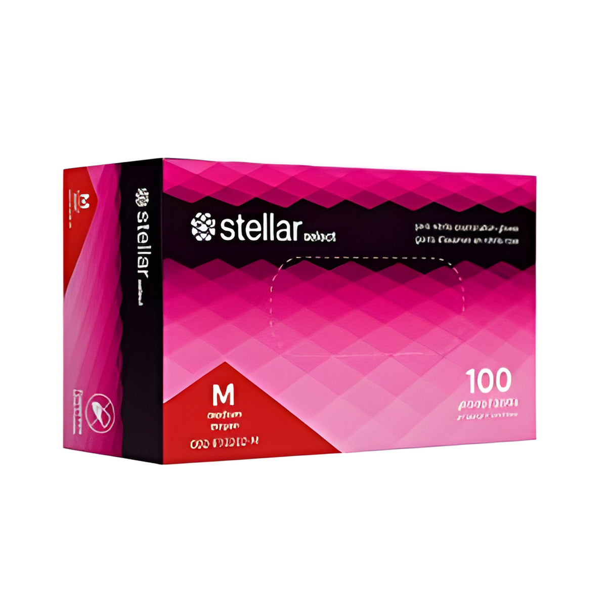 Stellar Nitrile Gloves, Pink, PF, Medium -100/ Box