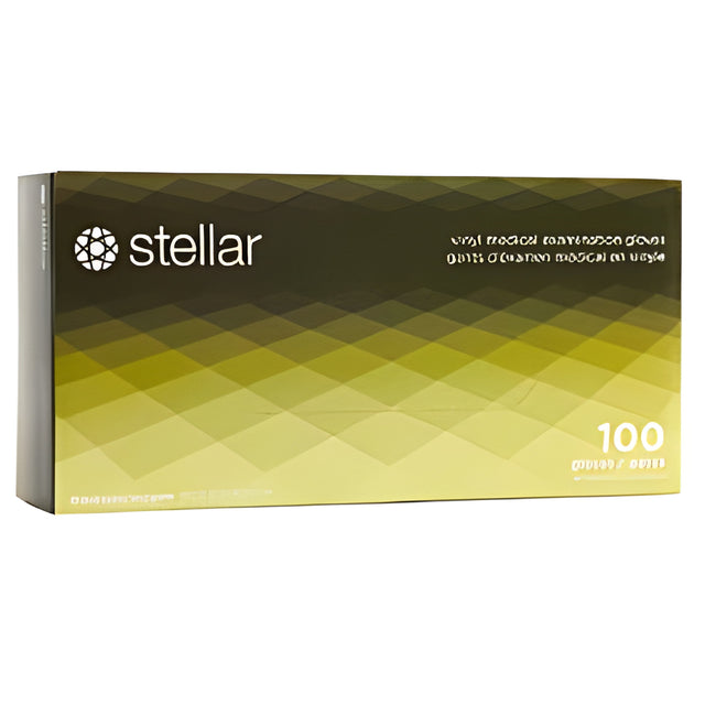 Stellar Plus Clear Vinyl Gloves, PF, Clear, X-Small – 100/Box