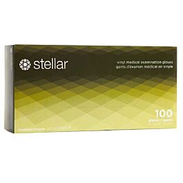 Stellar Plus Clear Vinyl Gloves, PF, Clear, X Small -100/ Box