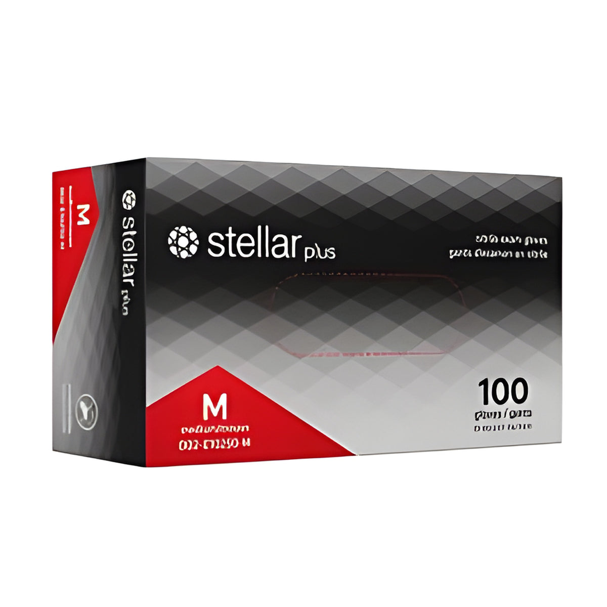 Stellar Plus Black Nitrile Gloves , Black, PF, Medium-100/ Box