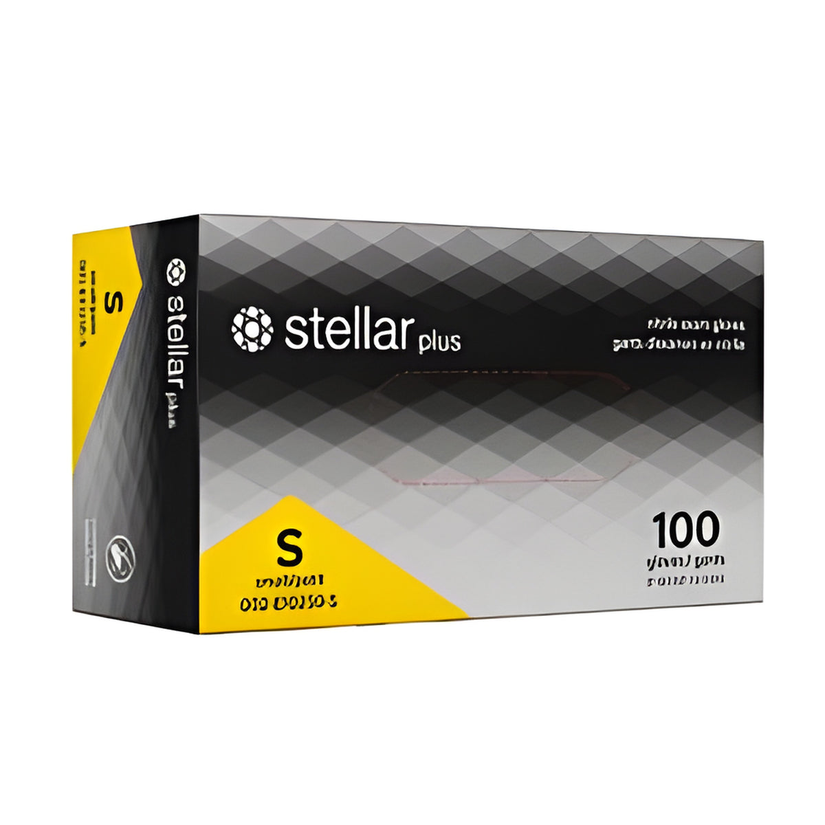 Stellar Plus Black Nitrile Gloves , PF, Small-100/ Box