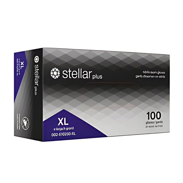 Stellar Plus Black Nitrile Gloves, X-Large – 100/Box
