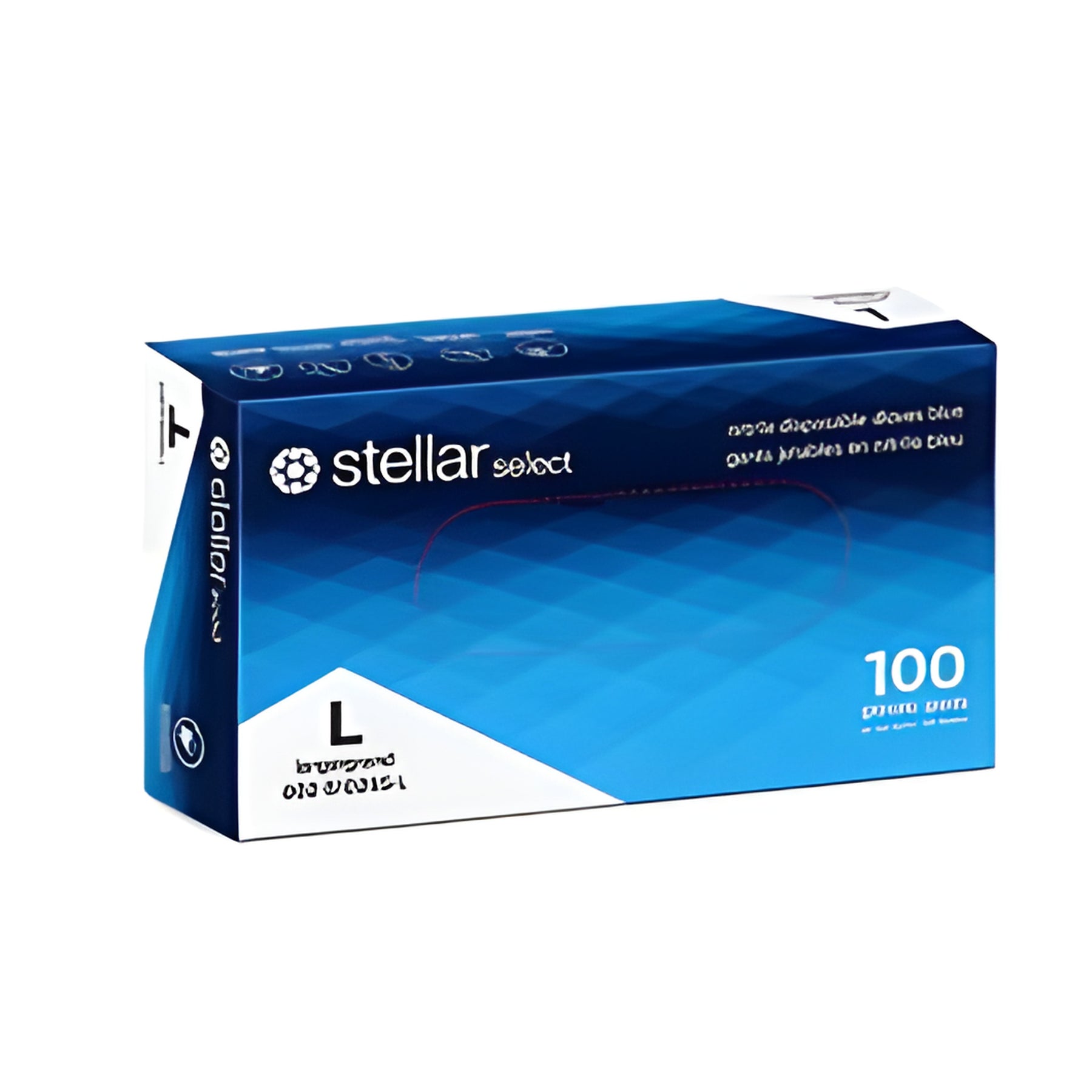 Stellar Select Nitrile Gloves, Blue, Large- 100/Box