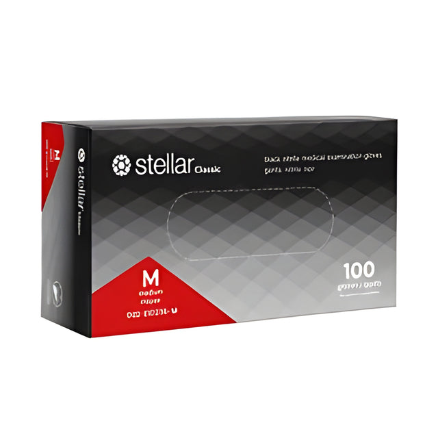Stellar Select Nitrile Gloves, Black, PF, Medium – 100/Box