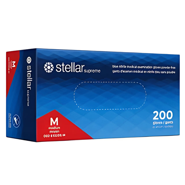 Stellar Supreme Nitrile Gloves, Blue, Medium – 200/Box